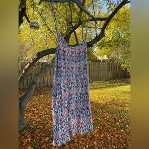 Aeropostale Navy and Orange Patterned spaghetti strap dress